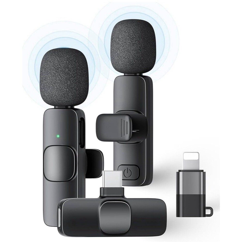 Wireless Lavalier Microphone for iPhone iPad, Lapel Plug Play Wireless Mi